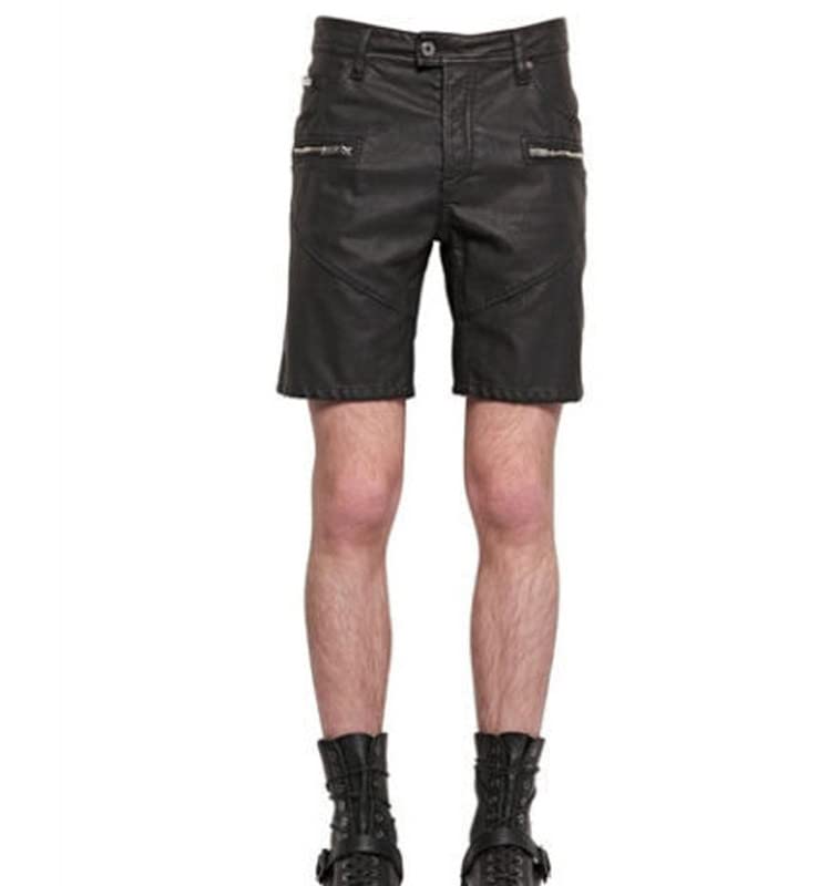 Leather Kingdom Mens Shorts Lambskin Leather Black Color Durable Sports Gym Workout Running Walking Shorts lksp-040