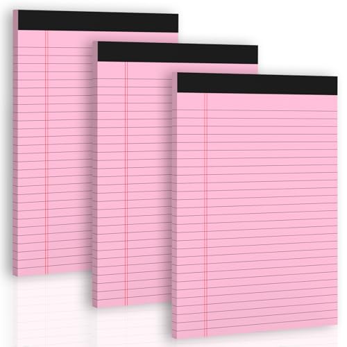 Roneky Pink Legal Pads 8.5 x 11 Wide Ruled Notepads, 3 Pack Note Pads 8.5 x 11 Lined Paper Pink...