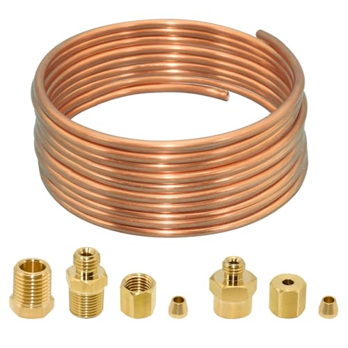 72'' Oil Pressure Gauge Tubing Kit, Set of Copper Tube and Threaded Parts