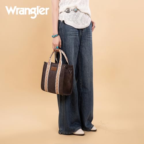 Image of Wrangler Tote Bag for Women, Western Purse with Zipper, Top Handle Satchel Handbag with Adjustable Crossbody Strap