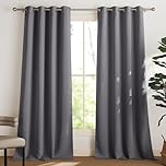 PONY DANCE Grey Blackout Curtains - (W 55-inch x L 102-inch, Grey,2 Panels) Long Curtain Drapes for Room Darkening & Thermal Insulted Eyelet Top Window Treatment for Living Room