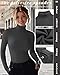 Oakgarden 4 Pack Women's Turtleneck Shirts with Thumb Holes Long Sleeve Thermal Tops Elastics Slim Fit Underwear(Black, Dark Gray, White, Light Gray,XL)