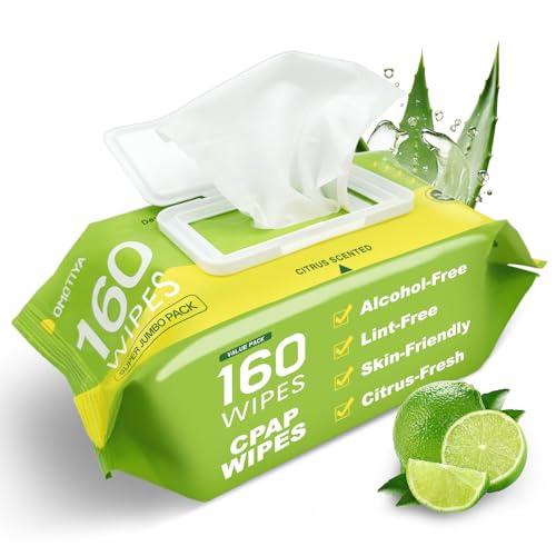 Image of CPAP Mask Wipes Citrus Scented, 160 Count Super Jumbo Pack, Extra Large & Moist, Lint Free, Alcohol Free, Cleansing-Safe, Cleaning Wipes for Hose, Mask & CPAP Machine, CPAP Supplies, 1-Pack