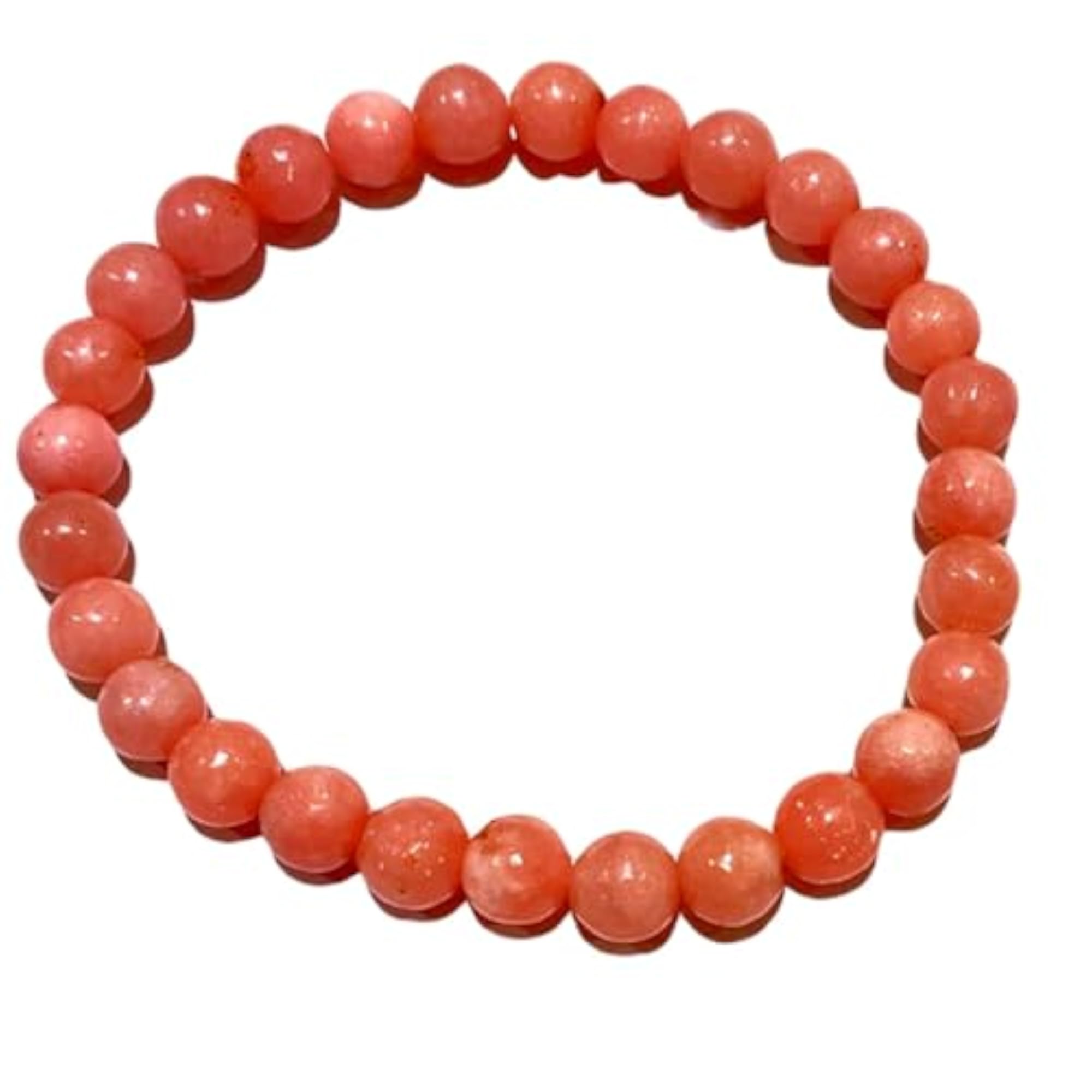 Unisex Natural Pink Opal 8mm Bead Stretchable Bracelet