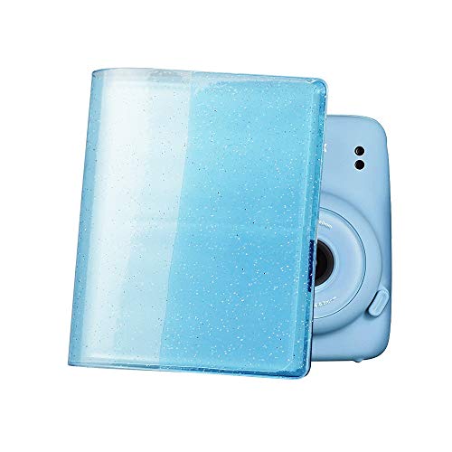 Image of ZENKO 64 Pockets Photo Album for Fujifilm Instant Mini 13 /12 /11 /9 /8 /SE /41 /99 /Evo /Liplay Instant Camera /Mini Link Printer, Polaroid Snap Touch Mint Zip Instant Camera Printer- Shiny Sky Blue