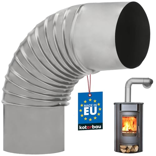 KOTARBAU® Tuyau de cheminée coudé à 90° - Diamètre : 120 mm - En tôle - Pour cheminée et poêle - Argenté