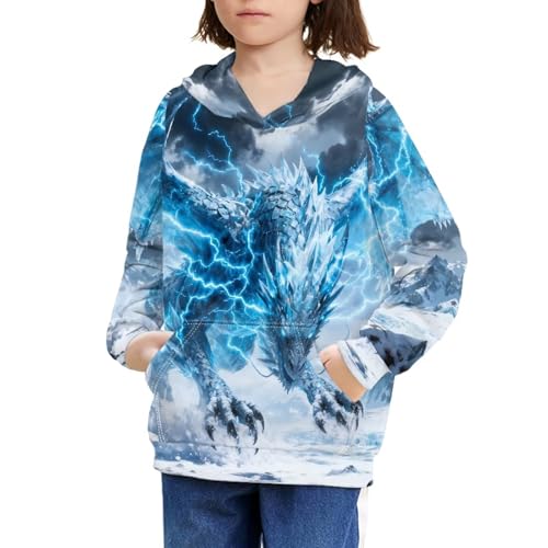 Image of WELLFLYHOM Boys Hooded Sweatshirts Hoodie Pullover Cool Graphic Crewneck Blouses Size 6-16