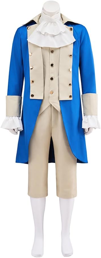 Men's Alexander Hamilton George Washington Costume Medieval Regency Tailcoat Victorian Colonial Frock Coat - Image 2