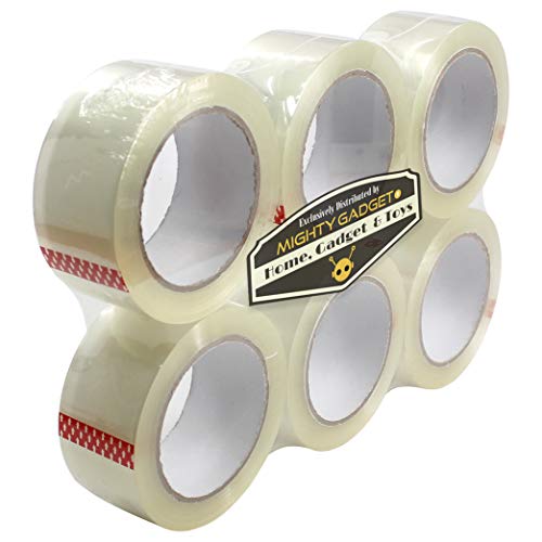 6 Pack of Mighty Gadget 2" Clear Packing Tape Refill Rolls for Carton