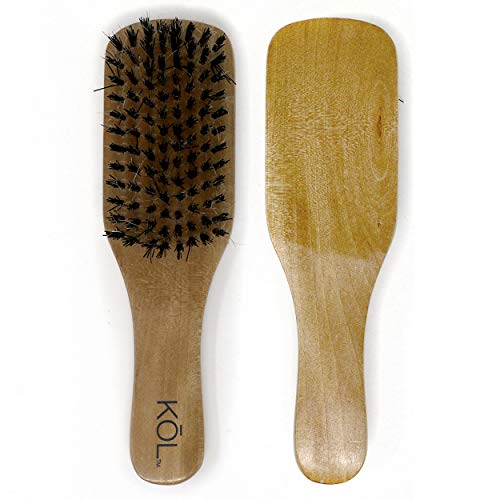 KŌL 100% Boar Bristle Hair Brush Natural Bristles with Nylon Tufts for Thin and Fine Hair Restore Shine And Texture Wood Hand Made Handle (Light Natural Wood)