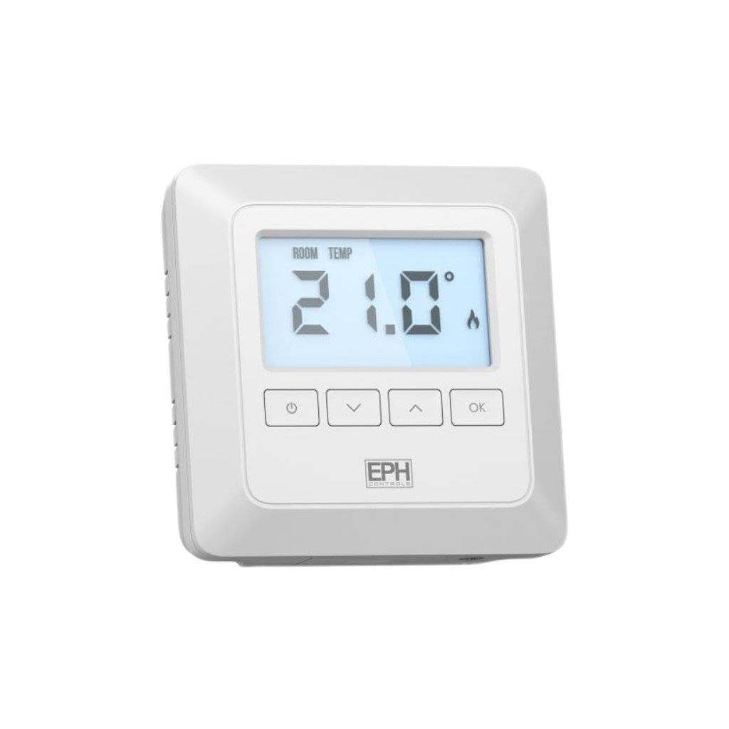 EPH Room Thermostat, Battery Operated, Digital, Wi-Fi, Lockable Keypad, Adjustable Differential