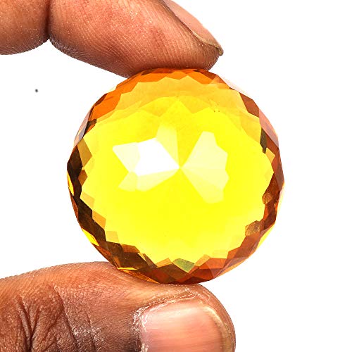REAL-GEMS 93.70 Ct Yellow Citrine Round Shaped Gemstone Used for Jewelry Crafting4
