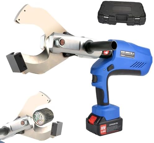 Cordless Hydraulic Cable Cutter 105mm - Electric Ratchet Cutter with 2 Rechargeable Batteries, Ideal for Cutting Cables, Wires, and More - Heavy-Duty, Portable, Efficient Tool