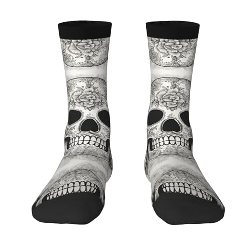 KWQDOZF Calcetines deportivos con estampado de calavera mexicana, calcetines divertidos para hombres y mujeres, calcetines unisex para adultos, calcetines largos de tubo