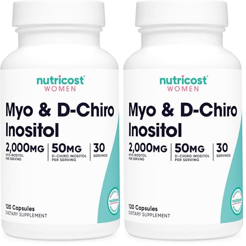 Nutricost Myo Inositol & D-Chiro Inositol for Women 2000mg, 120 Capsules, 2000mg Myo & 50mg D-Chiro Per Serving, 30 Servings, Vegetarian Friendly, Non-GMO & Gluten Free (Pack of 2) 120 Count (Pack of 2)