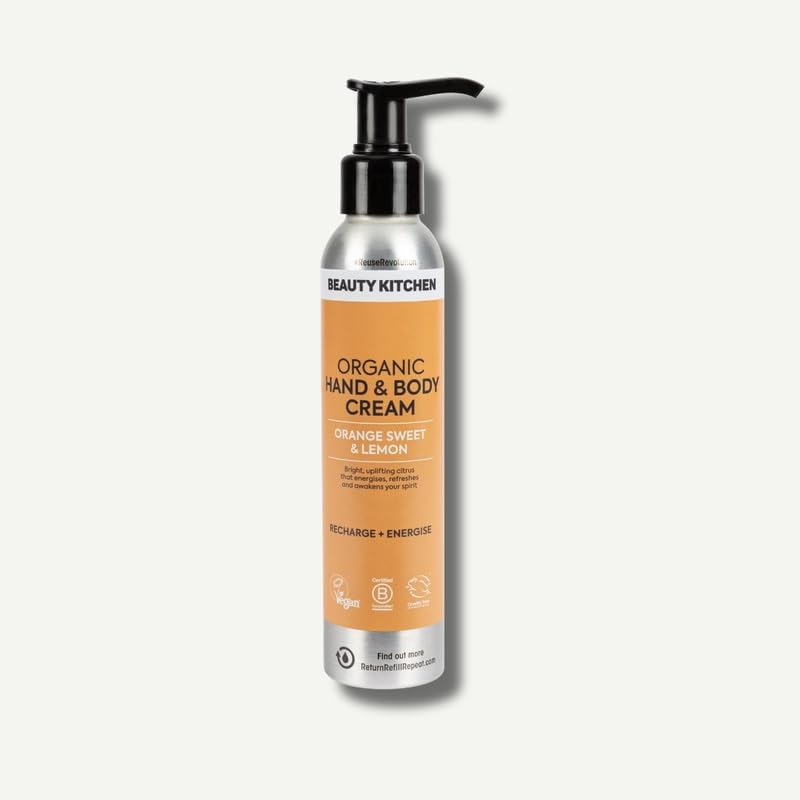 Beauty Kitchen – Organic Hand and Body Cream – Orange Sweet and Lemon Essential Oils for Nourishing, Energising Daily Hydration – Vegan and Natural Skincare – 150ml Beauty Kitchen – Organic Hand and Body Cream – Orange Sweet and Lemon Essential Oils for Nourishing, Energising Daily Hydration – Vegan and Natural Skincare – 150ml