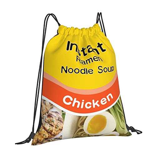 Instant Ramen Noodle Soup Chicken Drawstring Backpack Sports Gym Sack Funny Food Sackpack String Bag For Sport Yoga Travel2