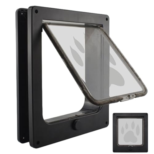 Puerta de gato con ventana | Suministros magnéticos inteligentes para mascotas, puerta exterior para gatos, para gatitos pequeños, medianos, interiores, pared, apartamento, sala de estar