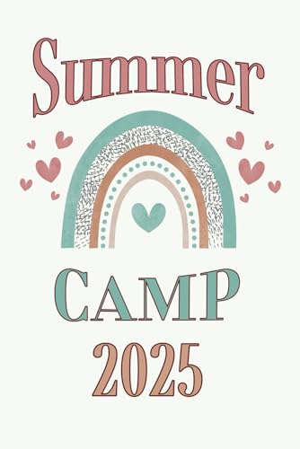 Summer Camp Notebook: Boho Rainbow Design Notepad Journal for Campers, Girls, Tweens, Teens and Counselors. Pages are Half Lined and Half Blank for Journaling, Drawing and Recording Memories.