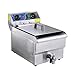 Koval Inc. Stainless Steel Commercial Electric Deep Fat Fryer with Drain and Basket (10L, Silver Single Tank)