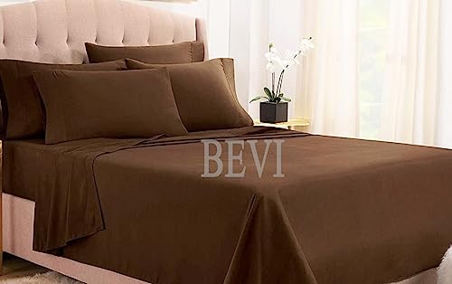 Image of BEVI Bedsheet for Double Bed 300 TC Flat Bedsheet with 2 Pillow Covers Size-(90 inchx95 inch) Brown