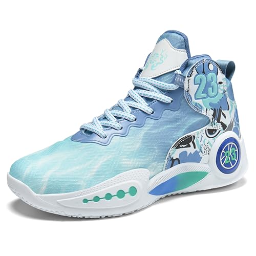 Image of Men's High-Top Basketball Shoes Anti-Slip and Wear-Resistant Soles Running Shoes Graffiti Design Fashionable Sports Shoes