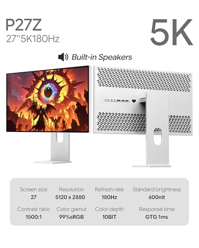 Image of P27Z 27'' 5K Glossy Monitor, Dual Mode Monitor UHD 180Hz / FHD 2K 330Hz, IPS Panel, Built-in Speakers, 10-Bit Color, 99% sRGB, 98% DCI-P3, 218PPI, HDR, 1ms, 1500:1 (Honeycomb - with Stand)
