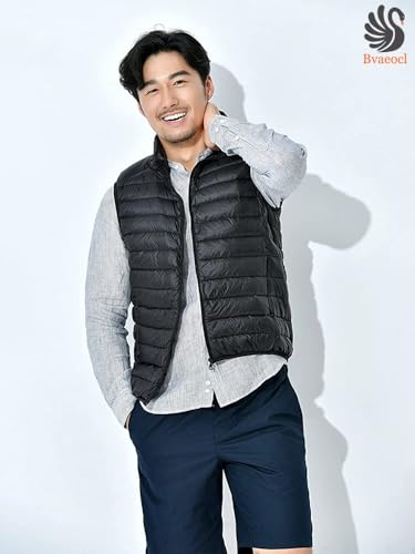 Bvaeocl ダウンベスト メンズ インナーダウンベスト Vネック 立ち襟 軽量 防寒 暖かい ウルトラライト 収納袋付き BV49 の商品画像 2