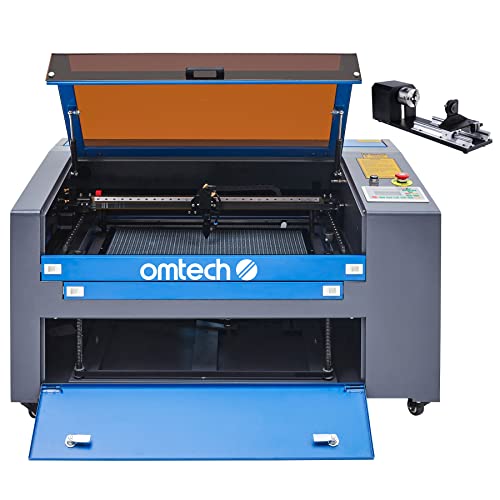 Omtech Co2 60W Laser Engraver With Chuck Rotary Axis, 16X24 Inch Laser Engraving Machine With Ruida Controller 2 Way Pass Air Assist Rdworks Wheels, Laser Marking Etching Machine For Wood Acrylic More #TOP3