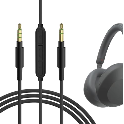 Geekria QuickFit Audio Câble Compatible avec WH-1000XM5 1000XM4 1000XM3 XB910N CH710N MDR-XB950BT Casque, 3.5mm Ordon Stéréo de Remplacement avec Microphone Intégré(1,2m)