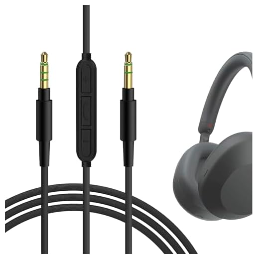 Geekria QuickFit Cable de Audio con Micrófono Compatible con Sony WH-1000XM5 XB910N CH710N MDR-XB950BT Auriculares,3.5mm Cable Estéreo de Repuesto con Micrófono en línea y Control de Volumen(1.2m)