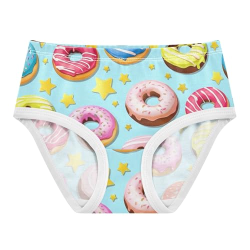 Pattern Girls Underwear Toddler 2t Cotton Panties for Girl Colorful Donuts Stars Light Blue Briefs Girls Undies