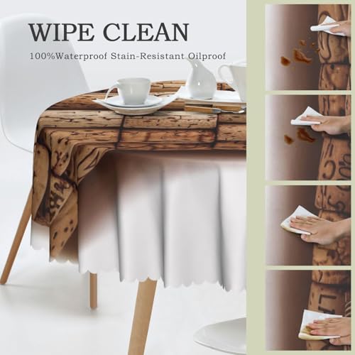 Nappe ronde imprimée liège vin 152 cm imperméable et chic