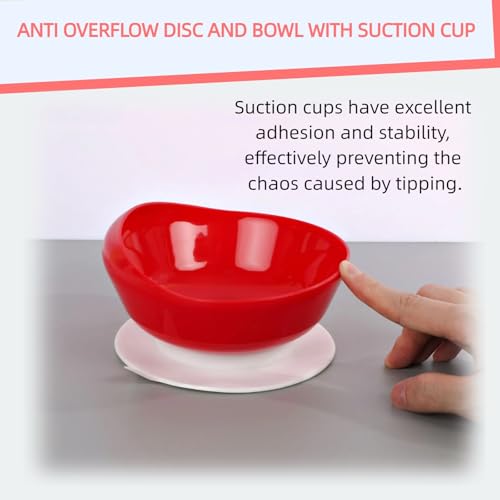 Spill Proof Scoop Plate and Bowl with Non-Skid Suction Base, Adaptive Dinnerware, Suitable for the Elderly, Patients with Parkinson's Disease, Hand Injuries, etc.White(1 Plate+1 Bowl) - Image 5