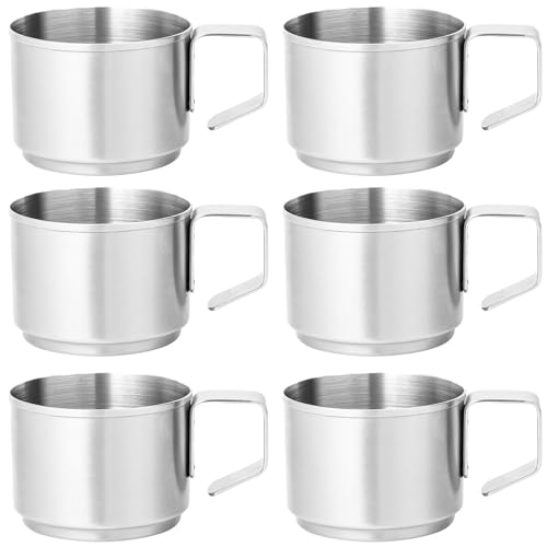 usefulbeauty 6 Pièces Tasse Expresso Inox - 128ml Tasses À Café À Double Paroi Isotherme - Tasse À Café Double Paroi Tasse À Boire En Métal Empilables | Pour Camping Extérieur Partie