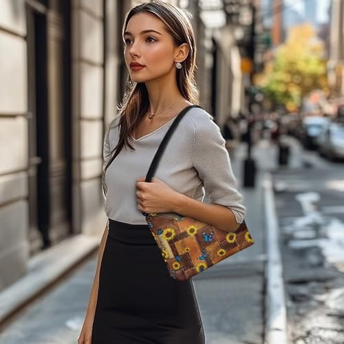 Image of Handbag for Women Leather Underam Shoulder Bag with Zipper Fashion Work Purse Waterproof Travel Wallet