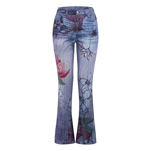 Larisalt Womens Pull On Jeans, Women's Jeans Ripped Distressed Classic Denim Jeans Wide Leg Straight Jeans #TOP5