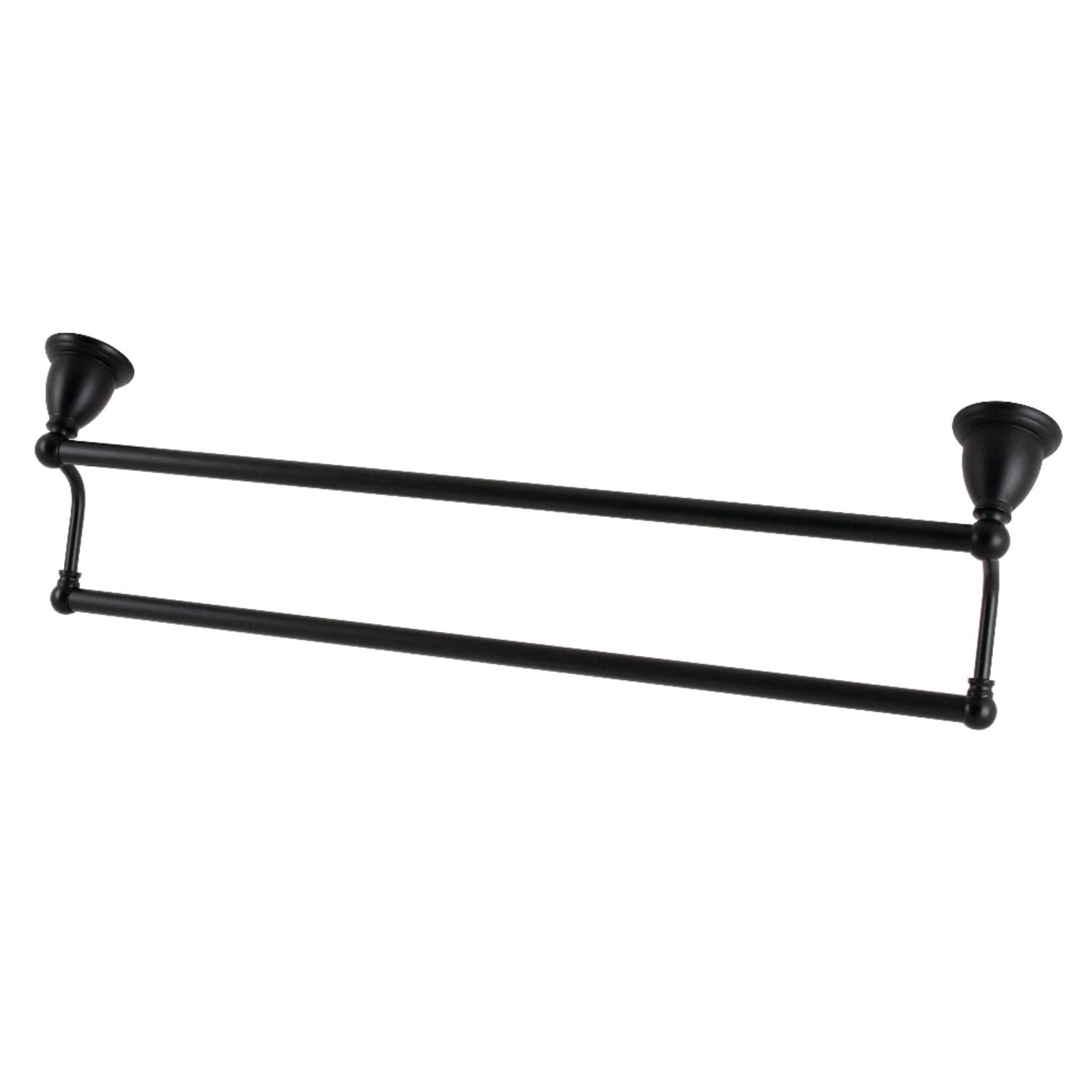 Barre porte-serviette double 61 cm noir mat, rangement serviette salle de bain suspendu