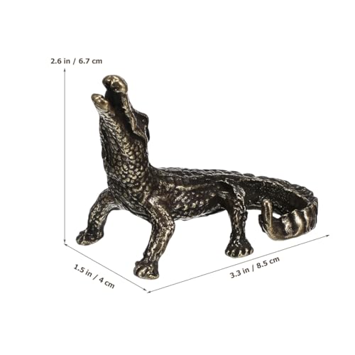 Mini estatua de cocodrilo de latón para decoración miniatura 5