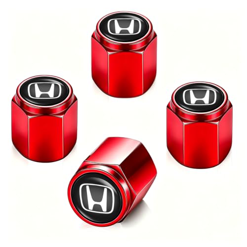 Image of Tire Valve Stem Cap Cover Fit for Honda Belt O-Ring Seal Corrosion Resistant Tire Valve Caps Car Accessories 4Pc Red.