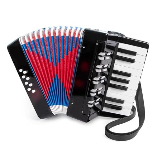 Acordeon，Acordeon Instrumento Musical，Acordeón Infantil de 17 Teclas y 8 Bajos，Con Correas Ajustables，negro，Adecuado Para Niños，Estudiantes，adultos Principiantes，Se Puede Utilizar Como Regalos