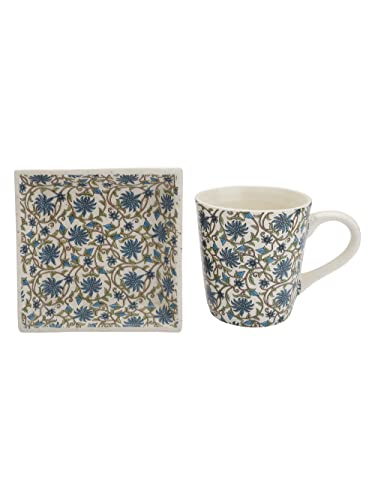 Image of Miah Decor Ceramic Coffee Mugs Set with Serving Platter, Handmade Stoneware