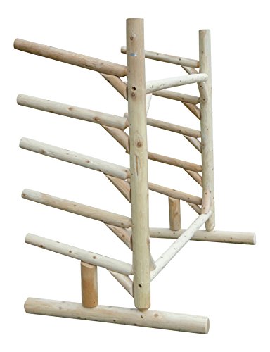 Log Kayak Rack-5-Place One-Sided SUP Log Rack, Garage Storage Racks, Kayak Stand, Paddle Board Holder, SUP Board, Surfboard Stand, Outdoor Storage, Standing Kayak Storage Racks, Log Dock-Unfinished