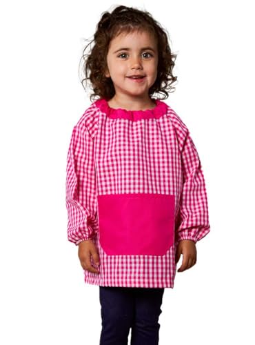 KLOTTZ 4791 PONCHO FUCSIA 3   Babi poncho sin botones guardería. Bata escolar cómoda de vestir perfecta para comedores y colegios. bebé niños color: FUCSIA talla: 3