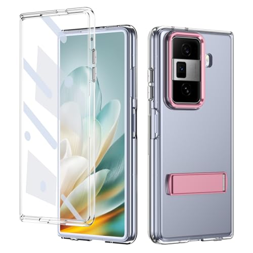 Coque Honor Magic VS3 rose transparente avec protège-écran et béquille