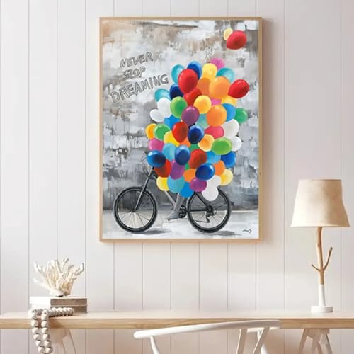 Peinture abstraite fille à vélo grand format pour habiller un grand mur vide