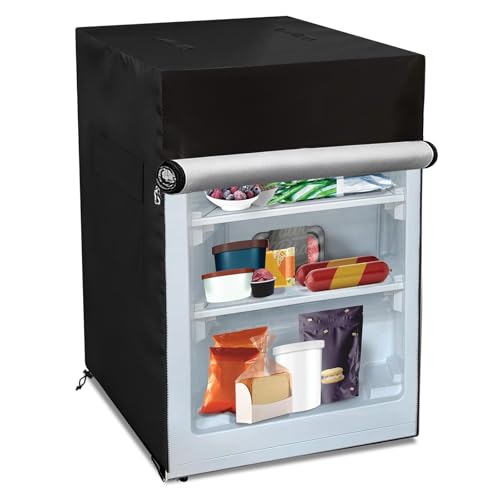 Image of Bitubi Upright Freezers Cover,Outdoor Refrigerator Cover,- Waterproof, Dustproof, Sun-Proof, 22 inch W x 23 inch D x 34 inch H. Suitable for most 3.0 Cubic Compact Mini Freezer on market (Black)