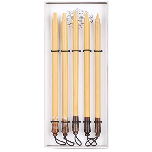 5 Pcs Dip Pen, Calligraphie Vintage Bambou Dessin Stylo à Plume Bambou Qalam Fabriqué à la Main Manga Encre à Tremper en Bois Peinture Kit Fournitures...