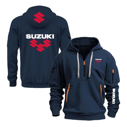 JYHBAQWN Trainings-Hoodie Für Herren Sweatshirts Für SU.ZU.K.I Bedruckte Jacke Langarm-Hoodie Kapuzenpullover Sportbekleidungspullover Mantel Mit Halbem Reißverschluss,XXL-B-shenlan