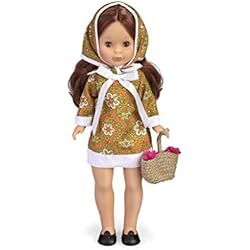 Nancy Coleccion Maletas Nancy- Colección Primavera años 70, Muñeca reedición 2020 con Vestido y pañuelo a Juego Que Incluye cestito con Flores para niños y coleccionistas (Famosa 700015704)